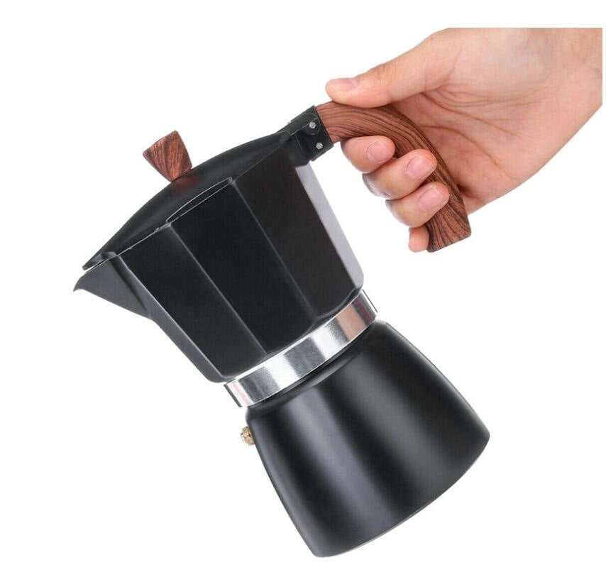 Bình pha cà phê Moka tay cầm gỗ cổ điển - 300 ml