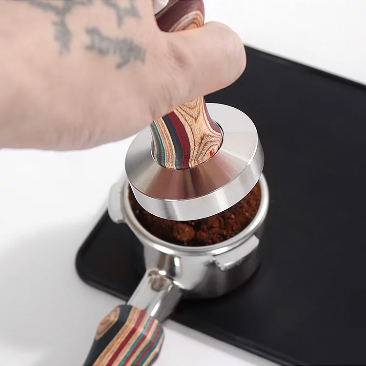Tamper nén cafe espresso tay cầm gỗ màu sắc - Ảnh 3